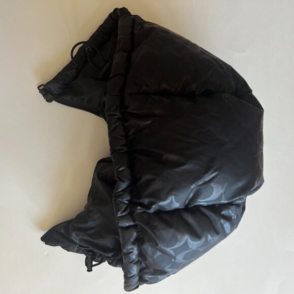 MINT Coach Down Short Puffer Jet Black Glossy Logo Warm Jacket XS - Picture 12 of 16